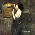 John William Waterhouse painting of Pandora opening an ornate box