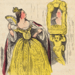 Public-domain Snow White illustration featuring the Queen and magic mirror
