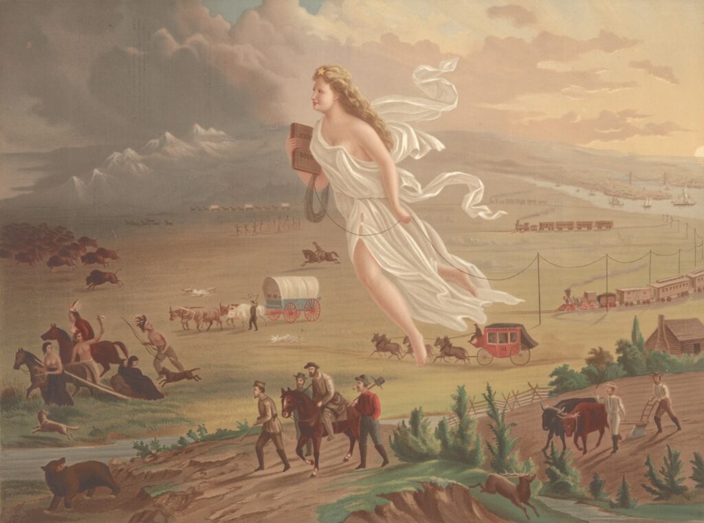 John Gast's 1872 painting American Progress, an allegory of westward expansion and Manifest Destiny