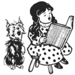 W. W. Denslow's 1900 illustration of Dorothy with Toto from The Wonderful Wizard of Oz.