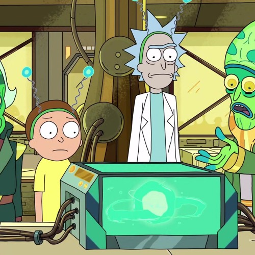 Rick and Morty beside the glowing Microverse Battery in The Ricks Must Be Crazy