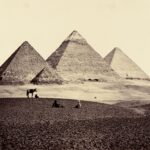 Francis Frith's 1858 photograph of the three pyramids of Giza viewed from the southwest across the desert